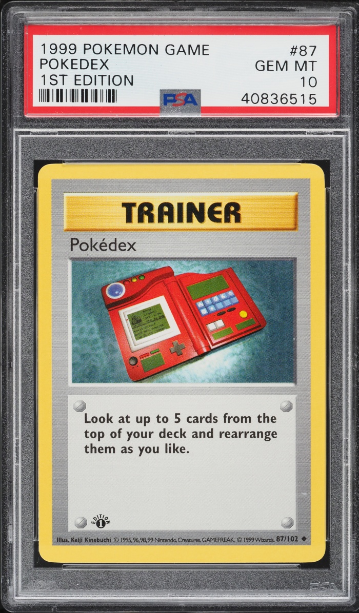 1999 Pokemon Base Set Shadowless 1st Edition Pokedex #87 PSA 10 GEM MINT
