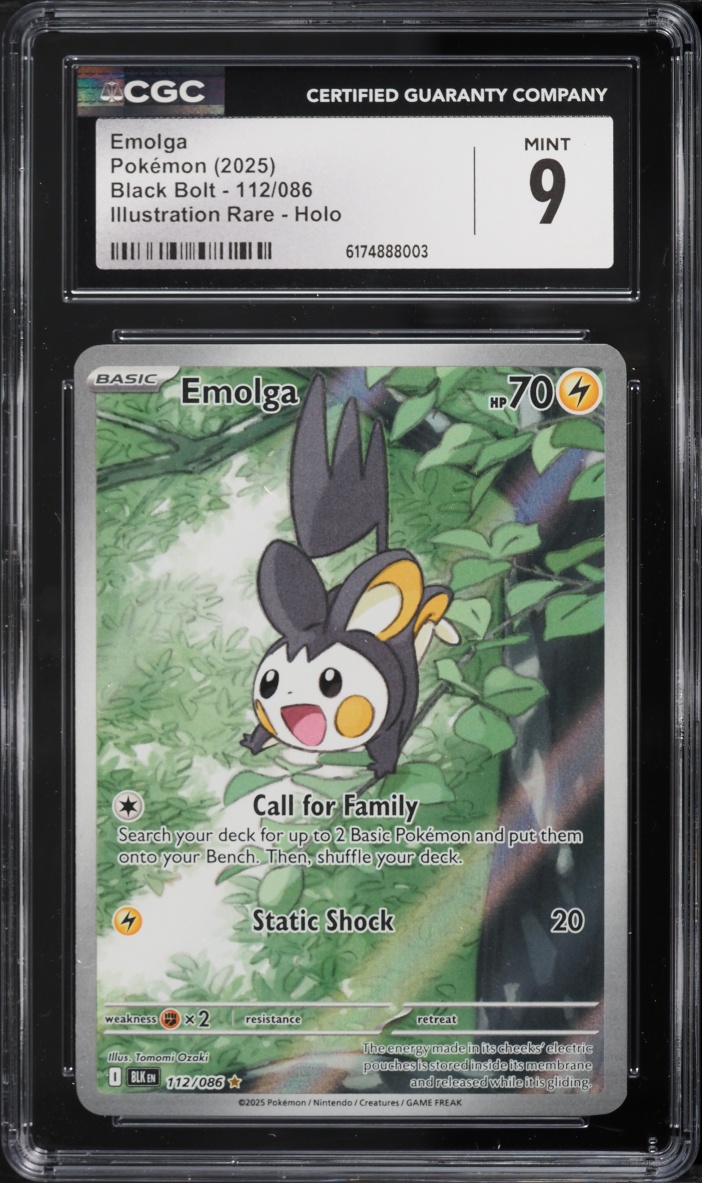 2025 Pokemon Scarlet & Violet Black Bolt IR Emolga #112 CGC 9 MINT
