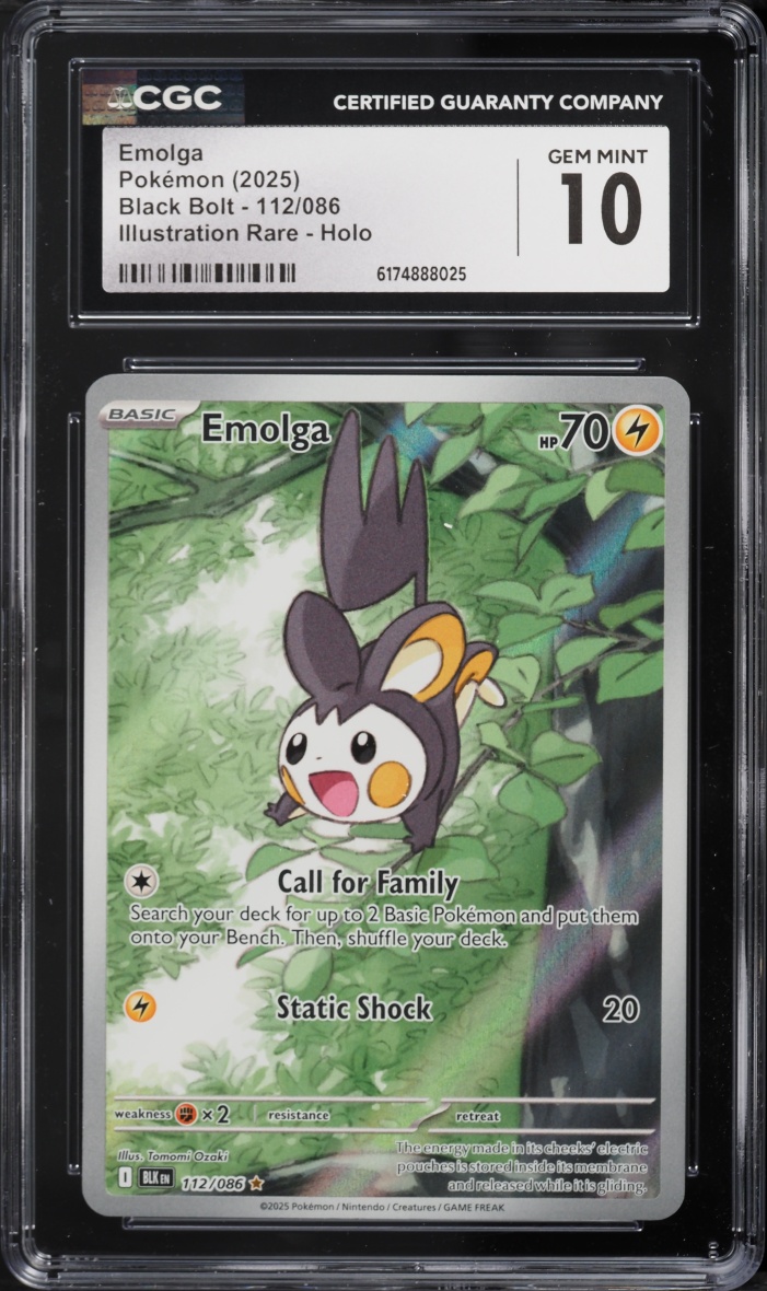 2025 Pokemon Scarlet & Violet Black Bolt IR Emolga #112 CGC 10 GEM MINT
