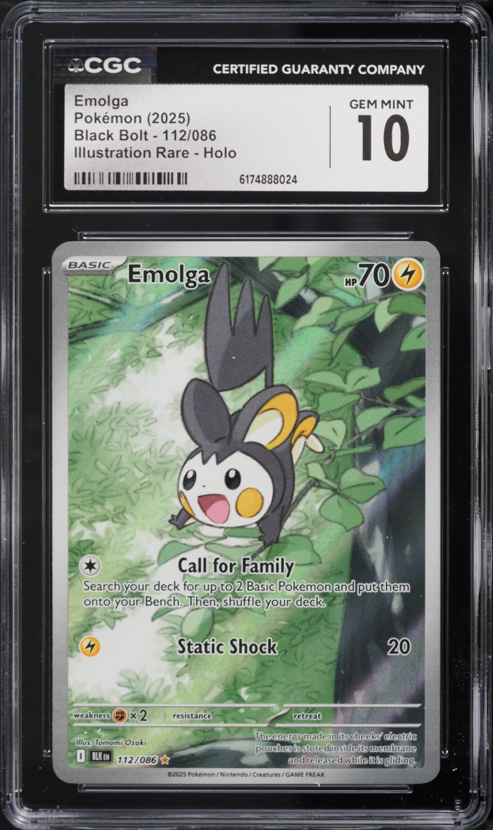 2025 Pokemon Scarlet & Violet Black Bolt IR Emolga #112 CGC 10 GEM MINT