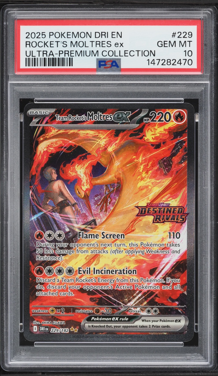 2025 Pokemon SV Destined Rivals Ultra Premium SIR Team Rocket's Moltres Ex #229 PSA 10 GEM MINT