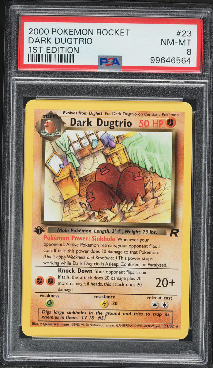 2000 Pokemon Team Rocket 1st Edition Dark Dugtrio #23 PSA 8 NM-MT