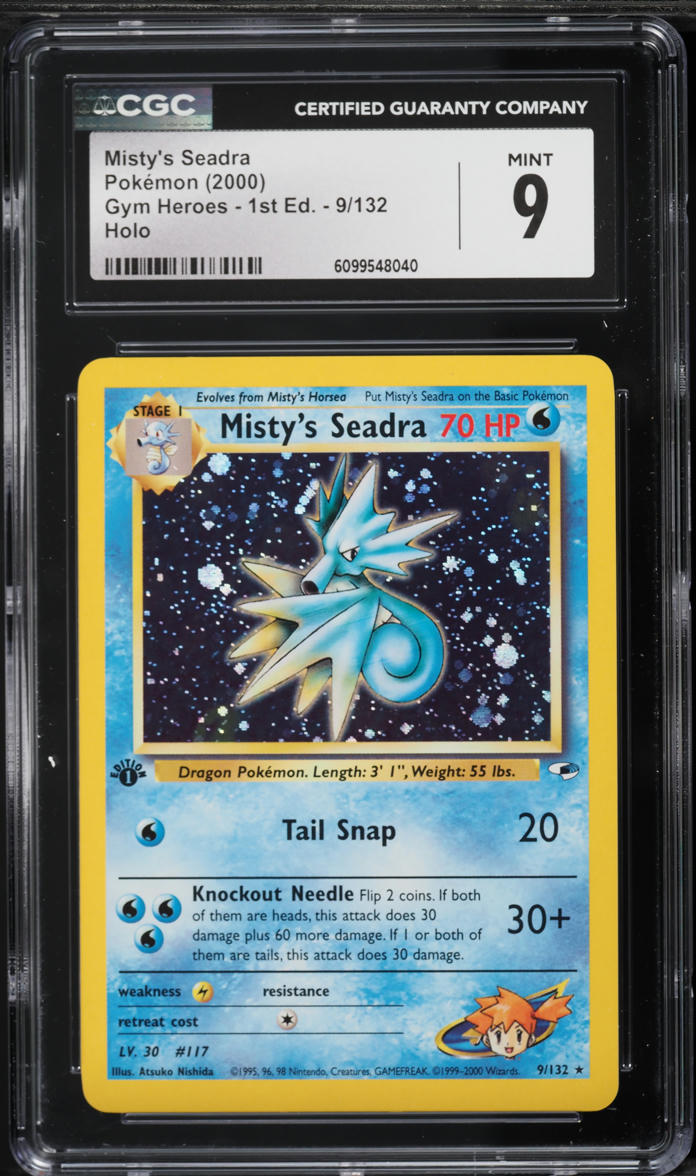 2000 Pokemon Gym Heroes 1st Edition Holo Misty's Seadra #9 CGC 9 MINT