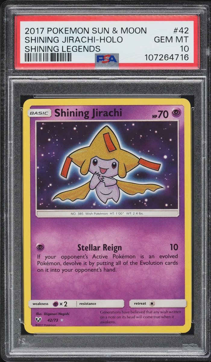 2017 Pokemon Sun & Moon Shining Legends Holo Shining Jirachi #42 PSA 10 GEM MINT