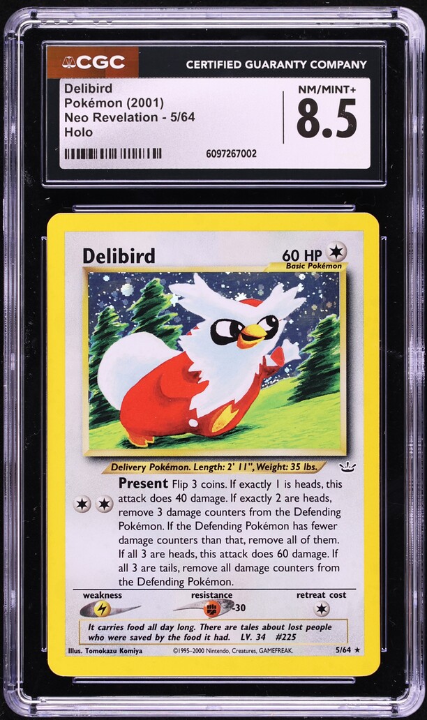 2001 Pokemon Neo Revelation Holo Delibird #5 CGC 8.5 NM-MT+