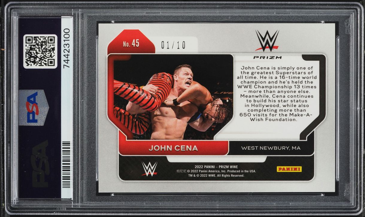 2022 Panini Prizm WWE Gold John Cena 1/10 #45 PSA 6 EXMT
