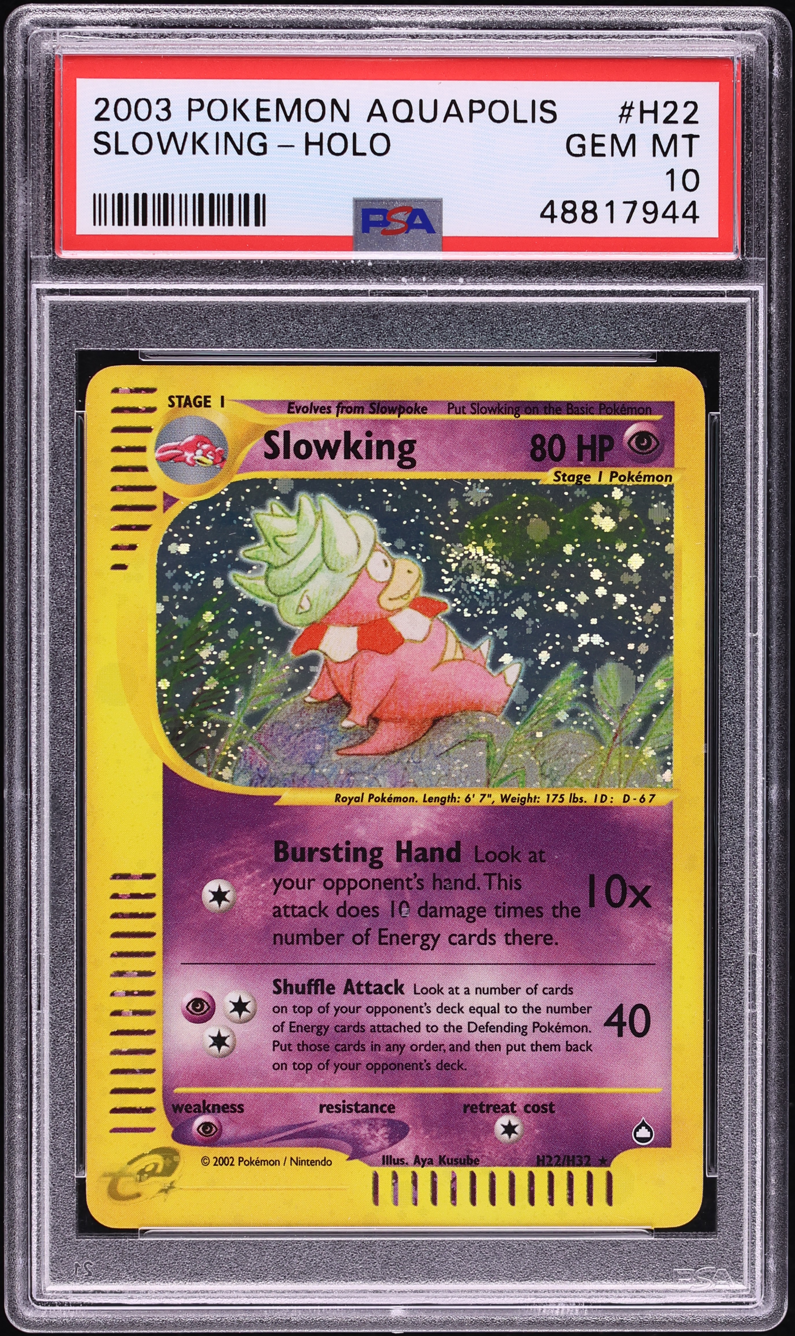 2003 Pokemon Aquapolis Holo Slowking #H22 PSA 10 GEM MINT