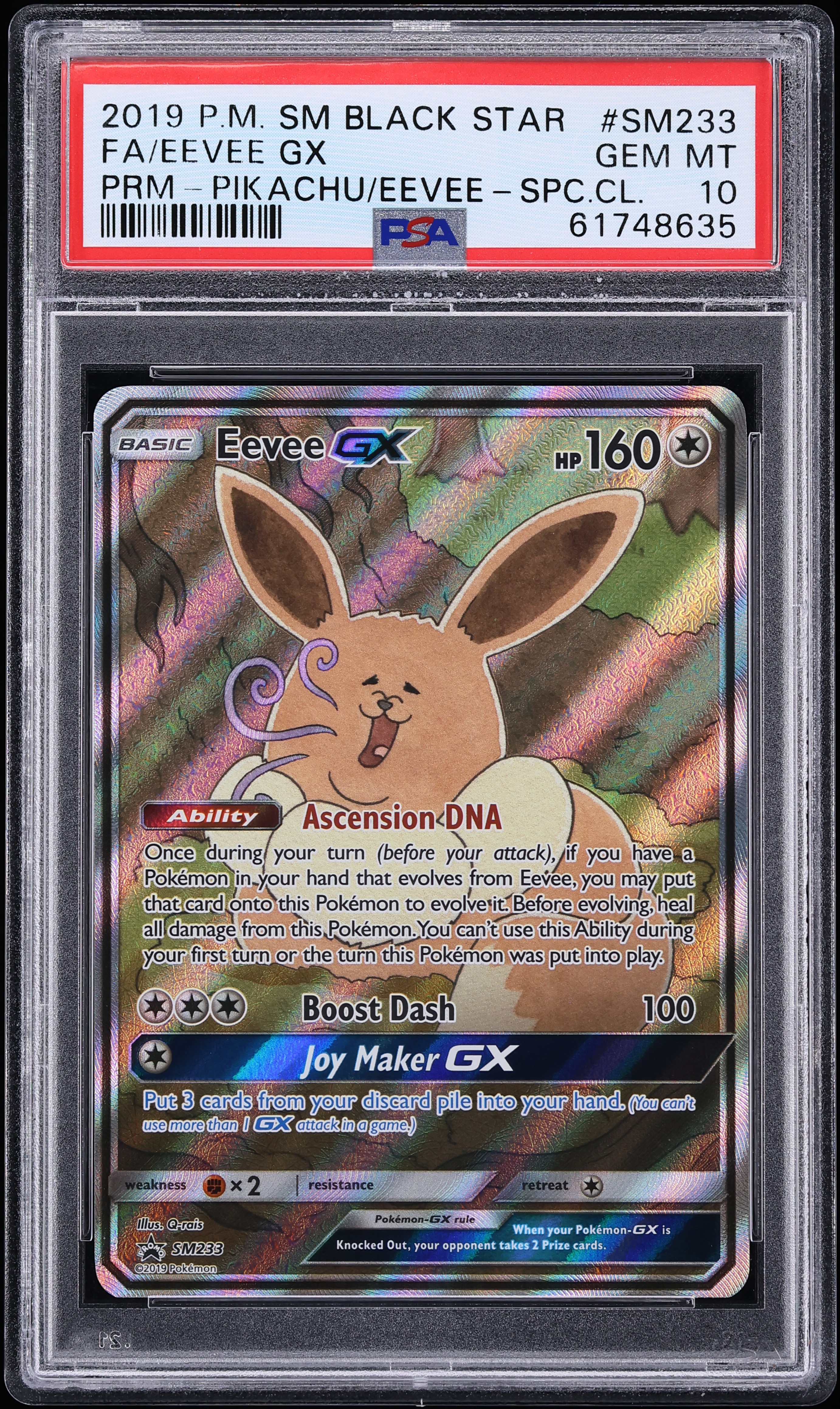 2019 Pokemon Sun & Moon Promo Pikachu Special Collection Full Art Eevee GX #SM233 PSA 10 GEM