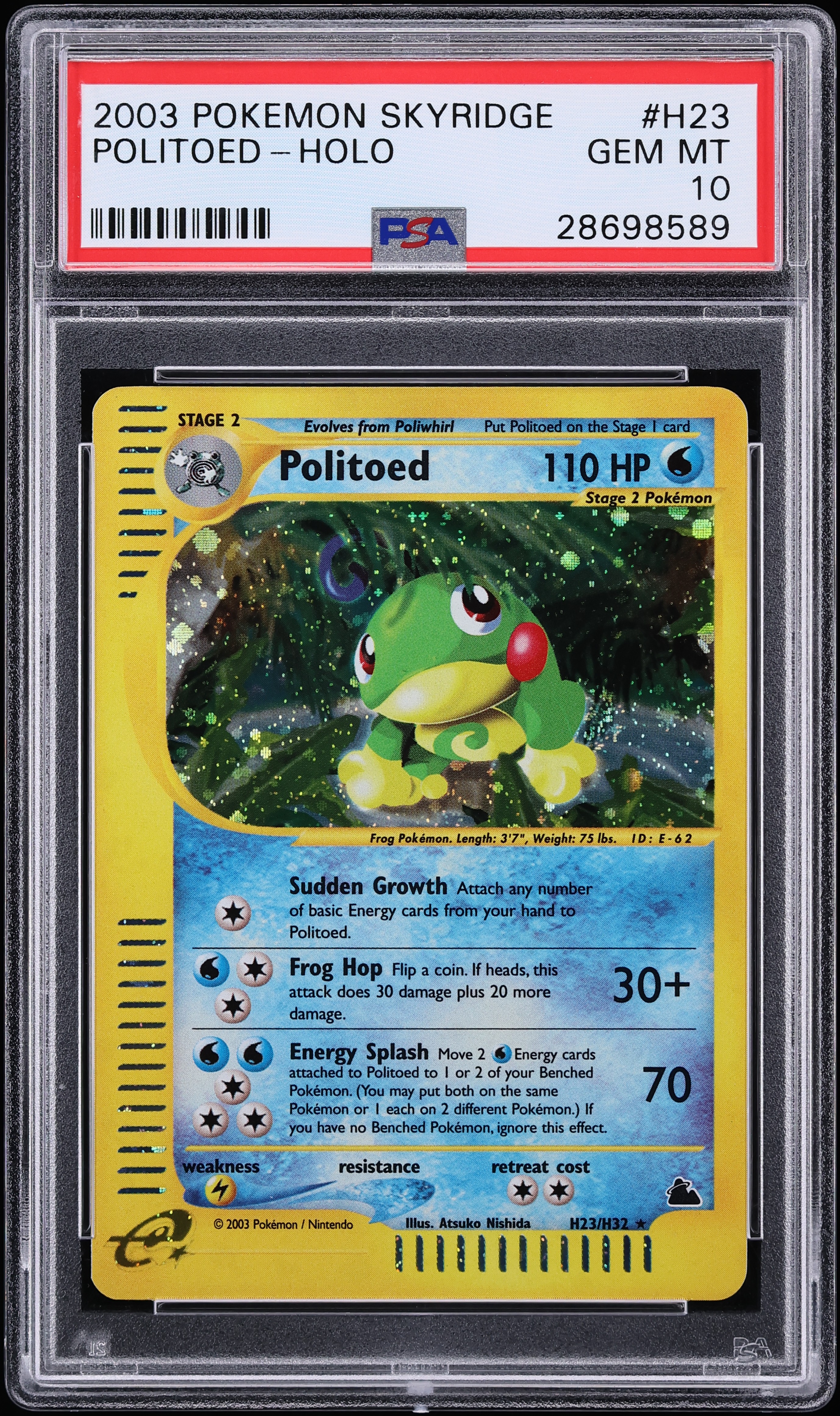 2003 Pokemon Skyridge Holo Politoed #H23 PSA 10 GEM MINT