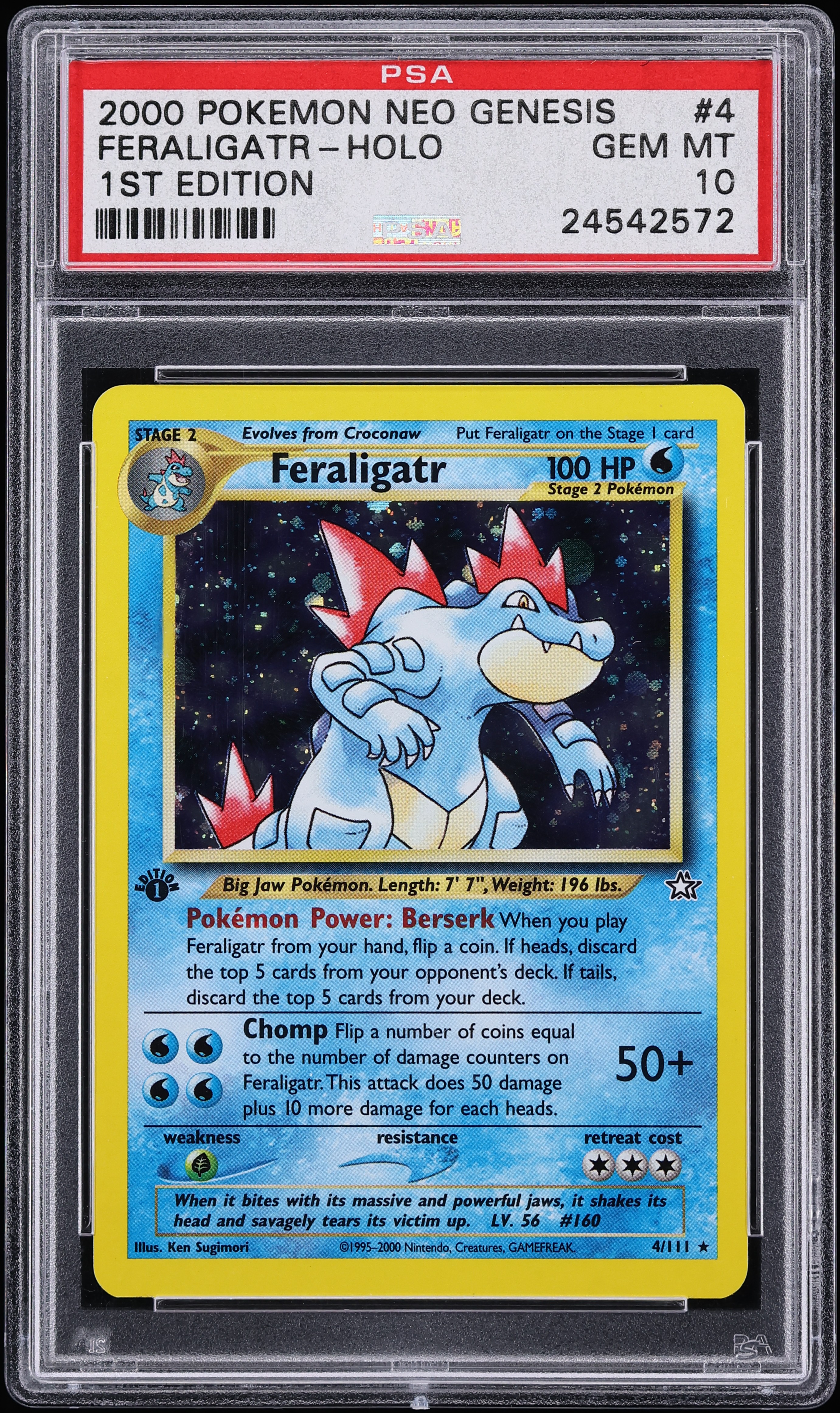 2000 Pokemon Neo Genesis 1st Edition Holo Feraligatr #4 PSA 10 GEM MINT
