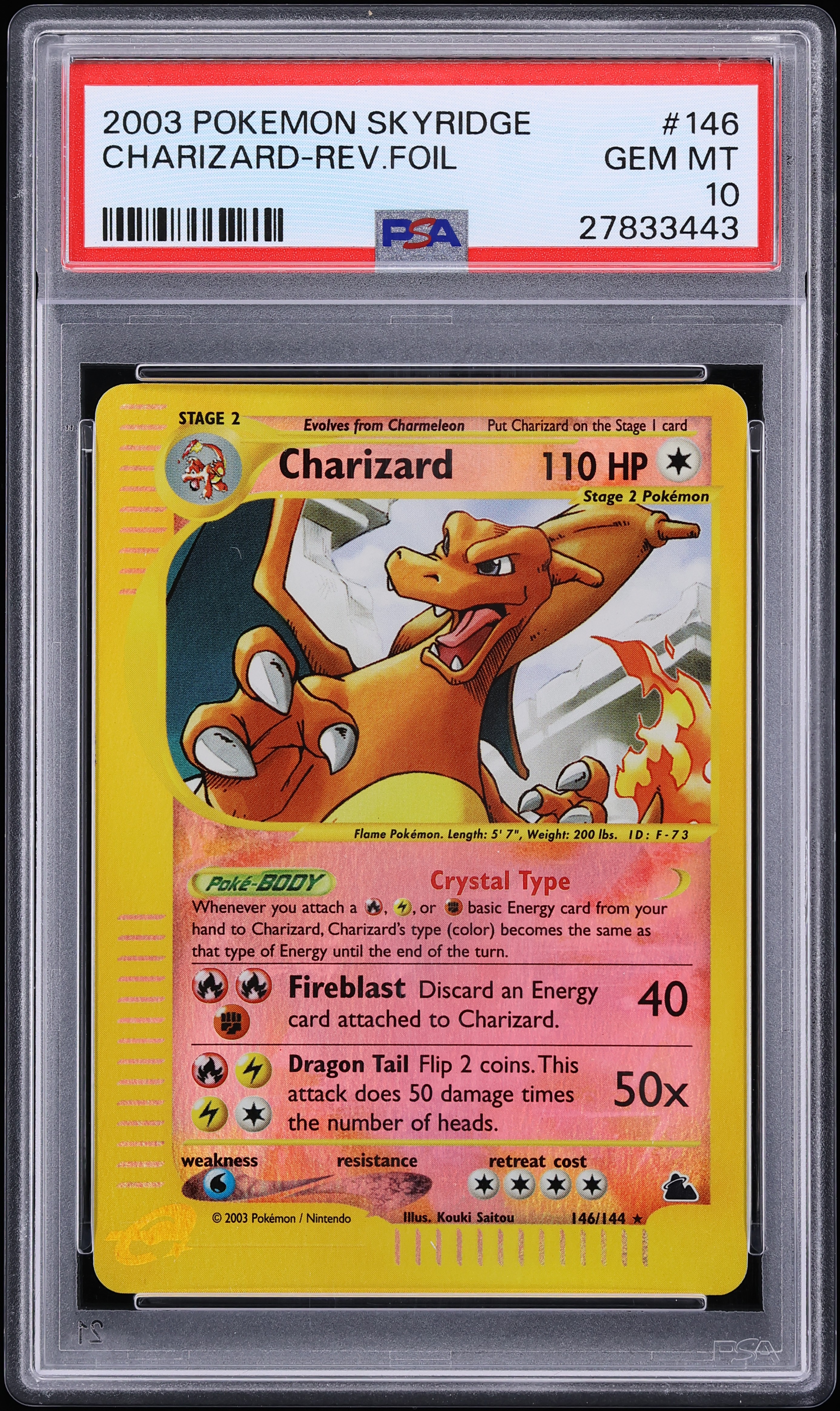 2003 Pokemon Skyridge Reverse Holo Charizard #146 PSA 10 GEM MINT