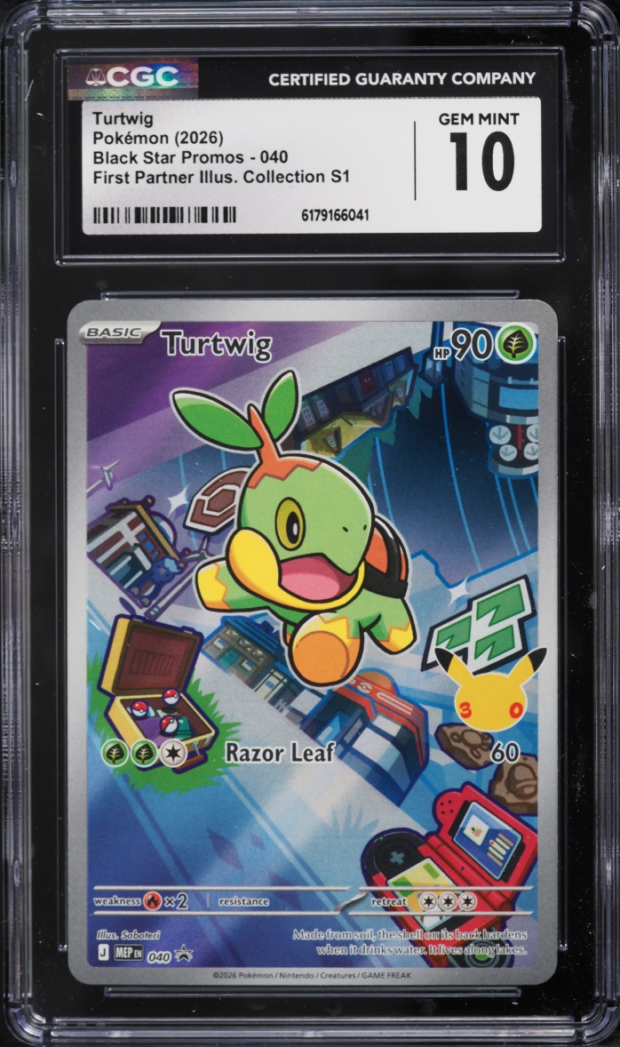 2026 Pokemon Mega Evolution Promo First Partner Illustration S1 Full Art Turtwig #40 CGC 10 GEM
