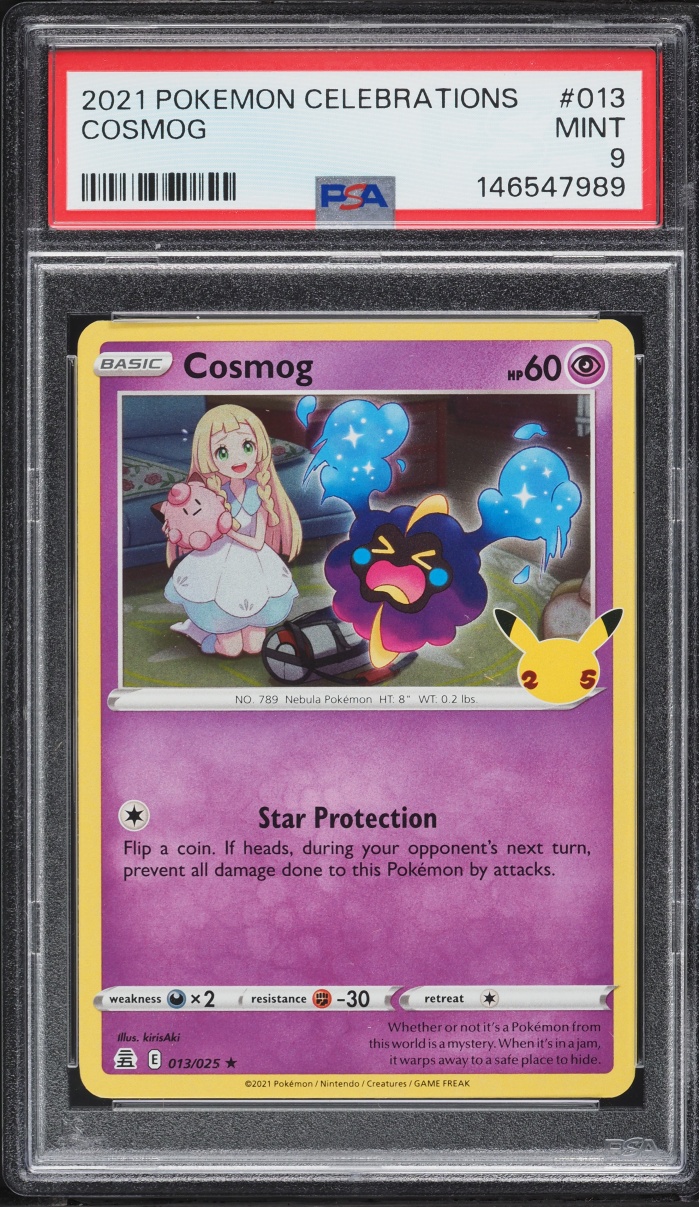 2021 Pokemon Sword & Shield Celebrations Holo Cosmog #13 PSA 9 MINT
