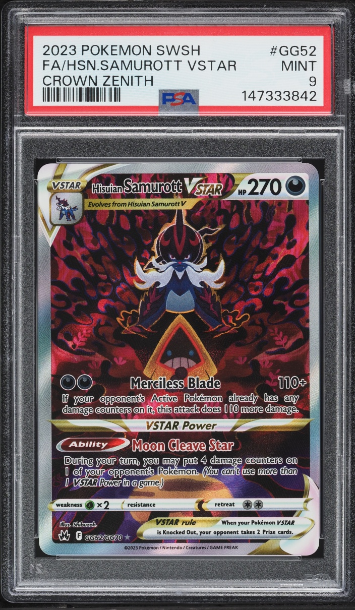 2023 Pokemon Sword & Shield Crown Zenith Alt Art Hisuian Samurott VSTAR #GG52 PSA 9 MINT