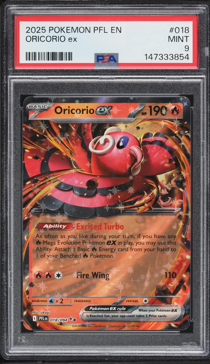 2025 Pokemon Mega Evolution Phantasmal Flames Oricorio ex #18 PSA 9 MINT
