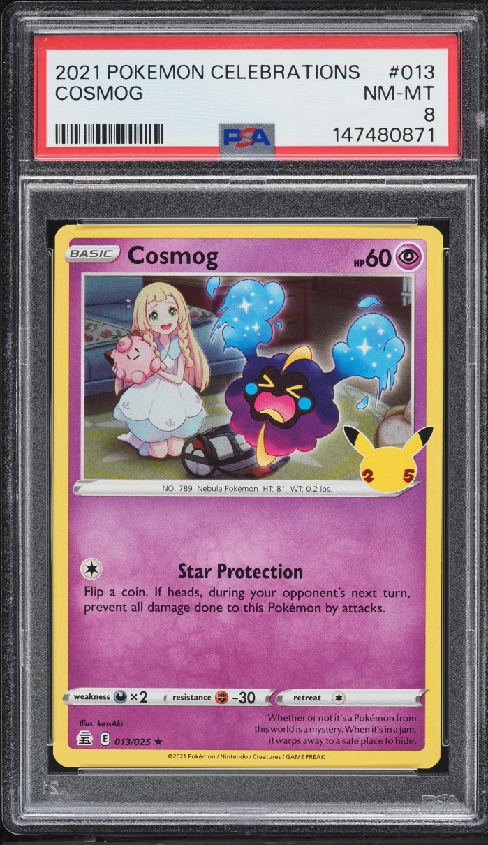 2021 Pokemon Sword & Shield Celebrations Holo Cosmog #13 PSA 8 NM-MT