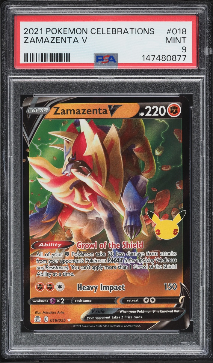 2021 Pokemon Sword & Shield Celebrations Holo Zamazenta V #18 PSA 9 MINT