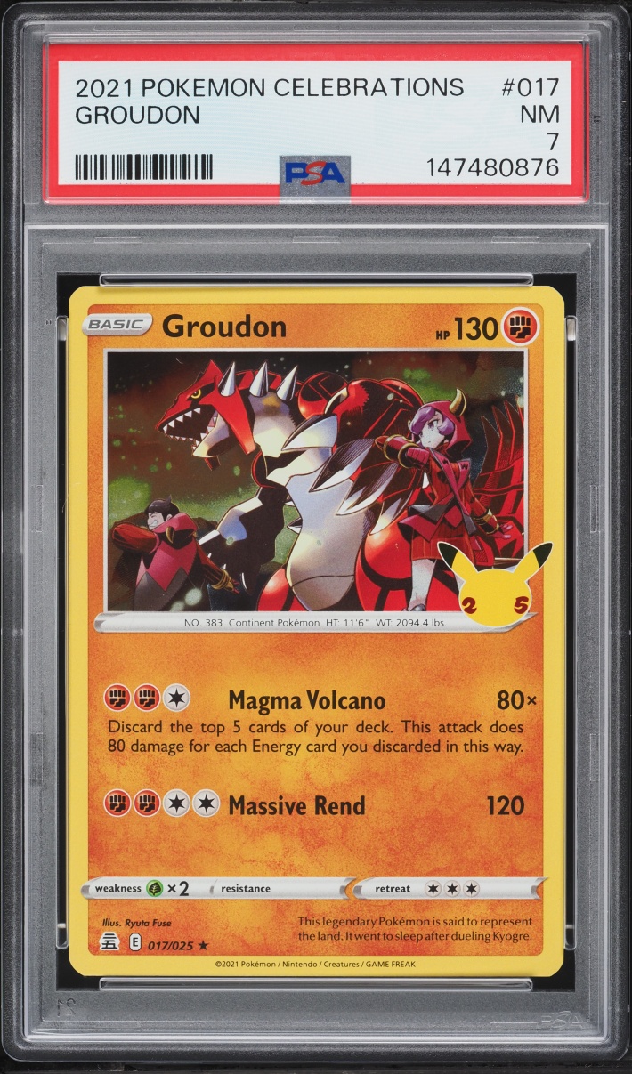 2021 Pokemon Sword & Shield Celebrations Groudon #17 PSA 7 NRMT