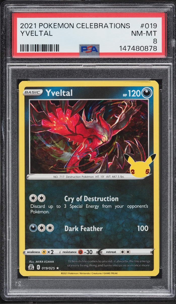 2021 Pokemon Sword & Shield Celebrations Holo Yveltal #19 PSA 8 NM-MT