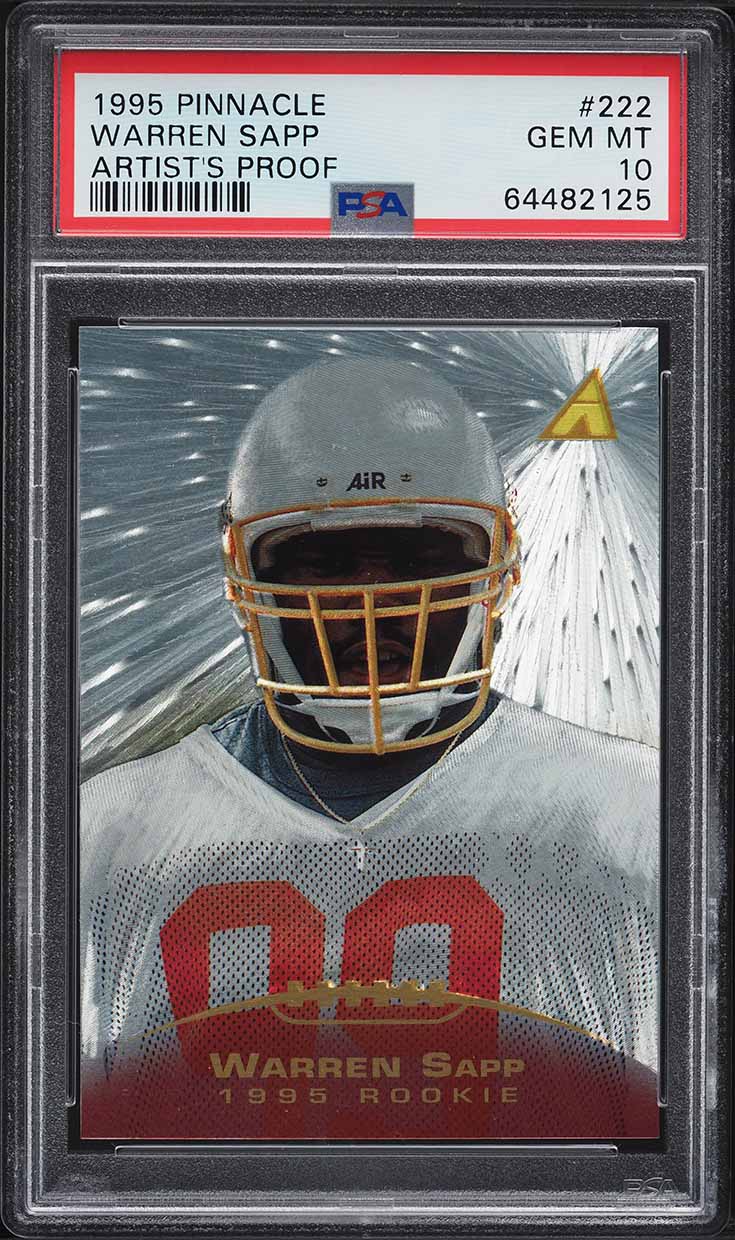 1995 Pinnacle Artist's Proof Warren Sapp ROOKIE #222 PSA 10 GEM MINT