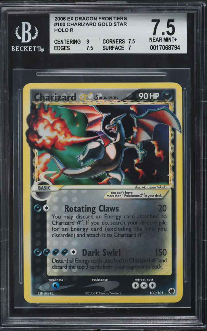 2006 Pokemon EX Dragon Frontiers Holo Charizard Gold Star #100 BGS 7.5 NRMT+