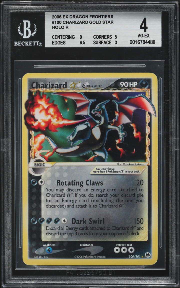2006 Pokemon EX Dragon Frontiers Holo Charizard Gold Star #100 BGS 4 VGEX