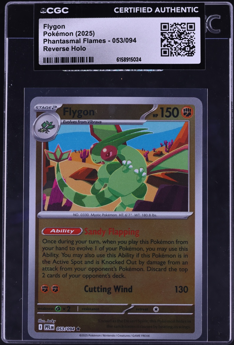 2025 Pokemon Mega Evolution Phantasmal Flames Reverse Holo Flygon #53 CGC AUTH