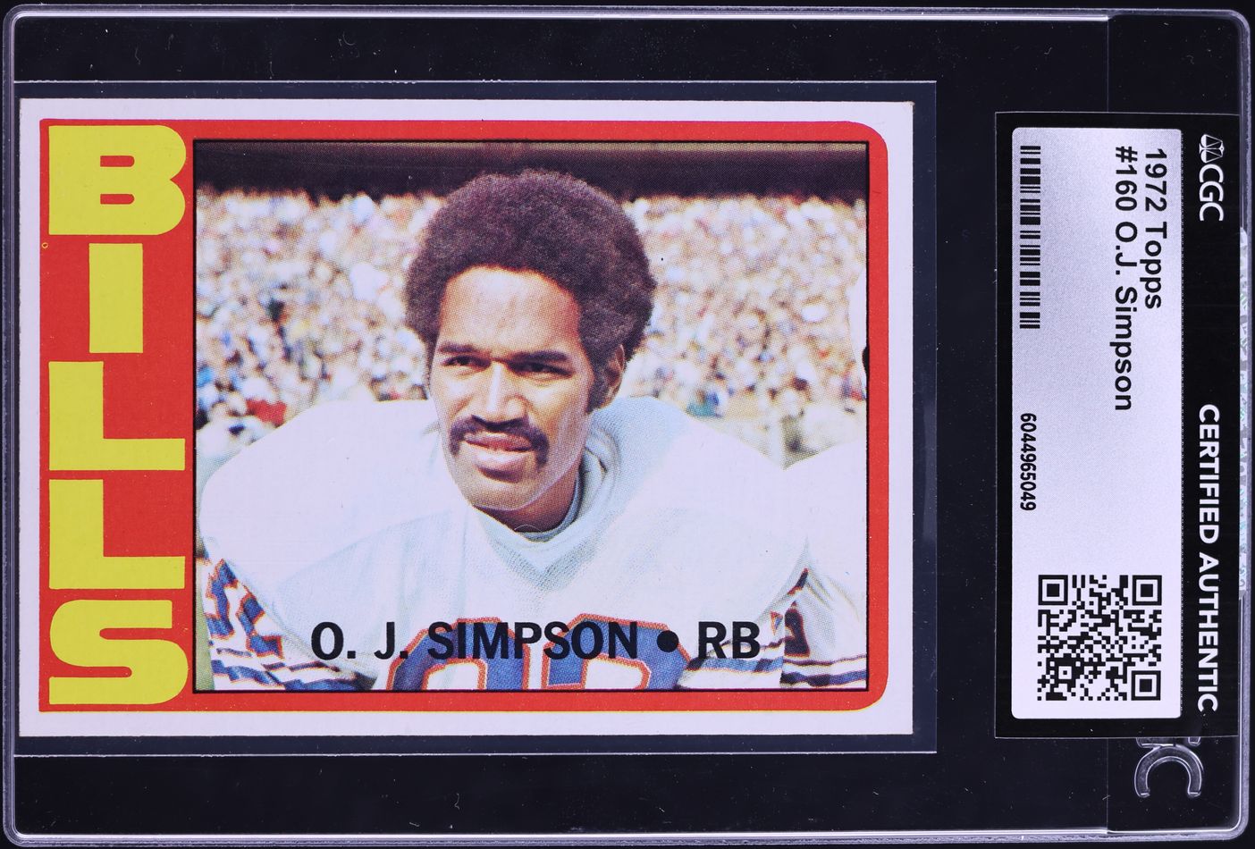 1972 Topps Football O.J. Simpson #160 CGC AUTH