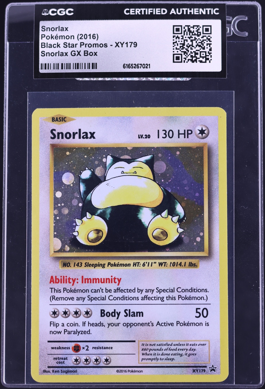 2016 Pokemon XY Black Star Promo GX Box Holo Snorlax #XY179 CGC AUTH