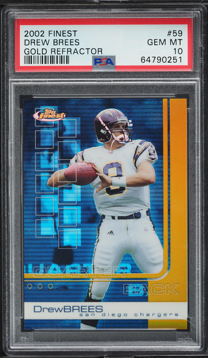 2002 Finest Gold Refractor Drew Brees /25 #59 PSA 10 GEM MINT - Photo 1