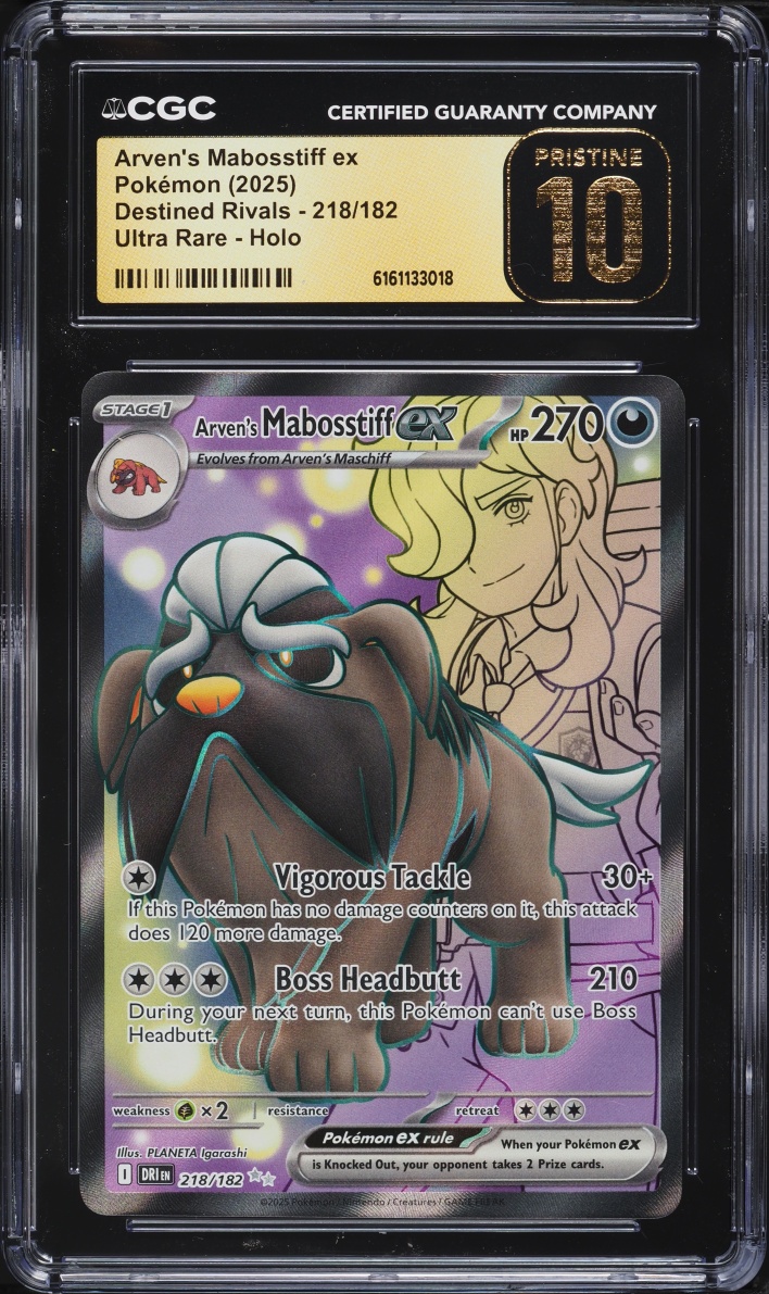 2025 Pokemon Scarlet & Violet Destined Rivals Full Art Arven's Mabosstiff ex #218 CGC 10