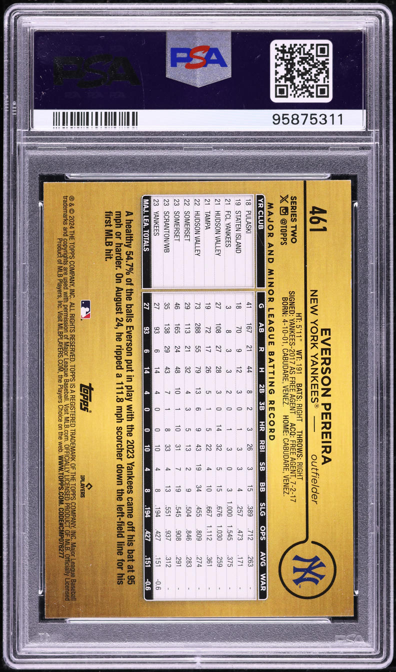 2024 Topps Golden Mirror Everson Pereira ROOKIE #461 PSA 10 GEM MINT