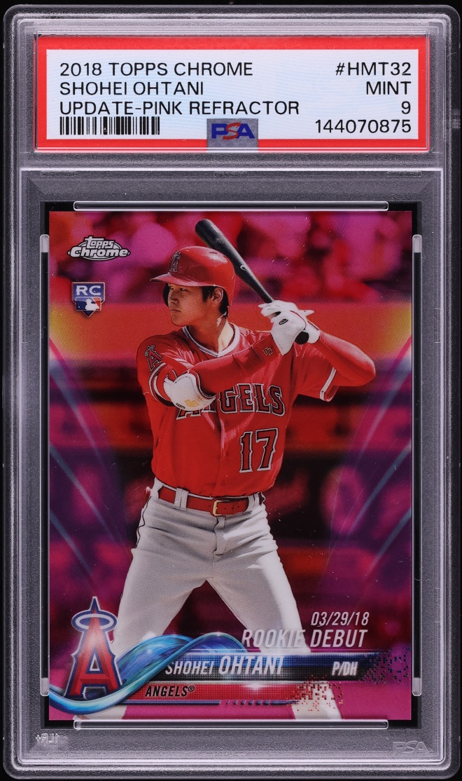 2018 Topps Chrome Update Pink Refractor Shohei Ohtani ROOKIE #HMT32 PSA 9 MINT