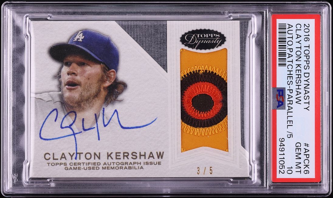 2016 Topps Dynasty Clayton Kershaw PATCH AUTO /5 #APCK6 PSA 10 GEM MINT