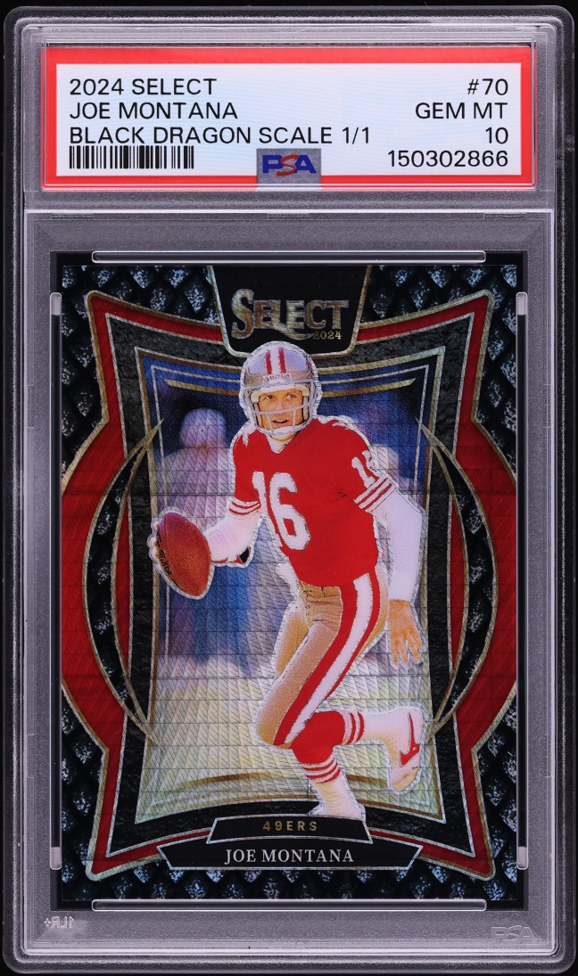 2024 Select Concourse Black Dragon Scale Joe Montana 1/1 #70 PSA 10 GEM MINT