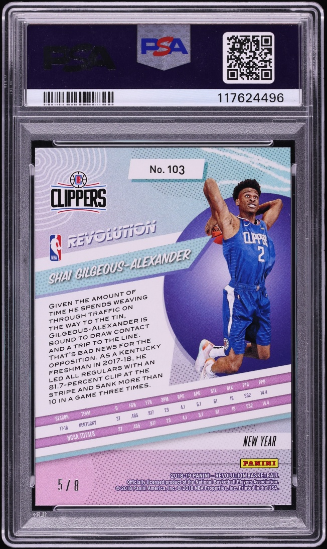 2018 Panini Revolution Chinese New Year Holo Gold Shai Gilgeous-Alexander ROOKIE /8 #103 PSA 10