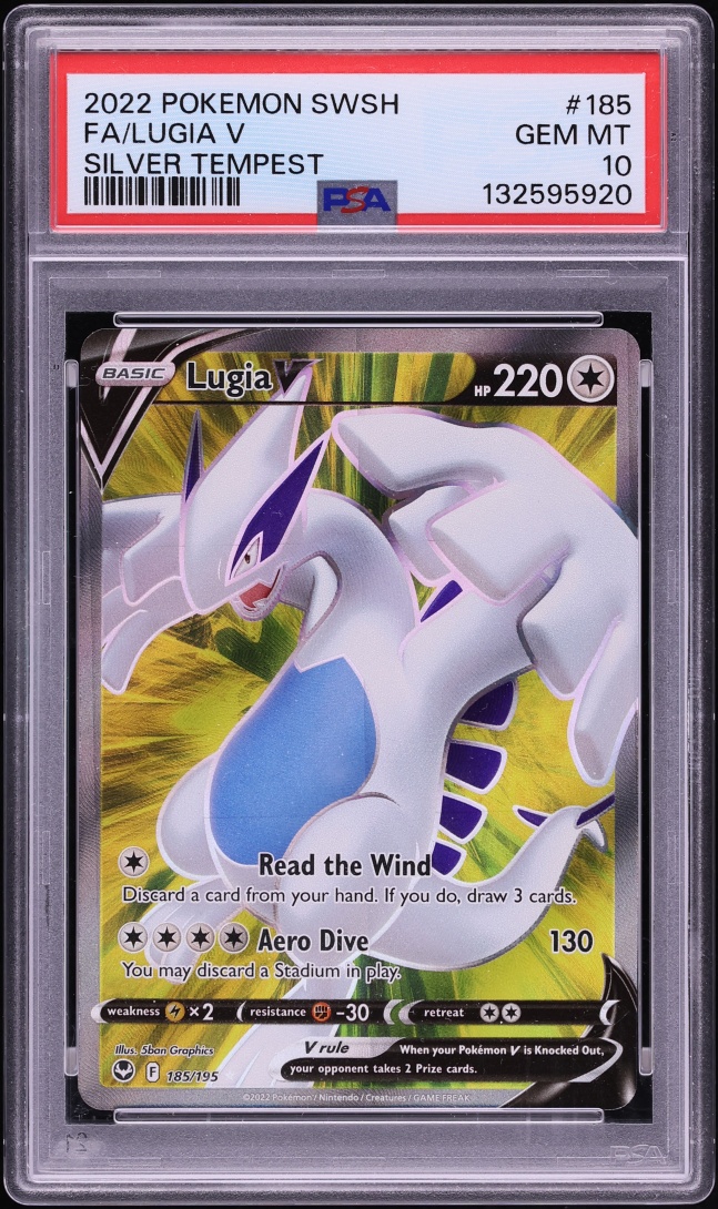 2022 Pokemon Sword & Shield Silver Tempest Full Art Lugia V #185 PSA 10 GEM MINT