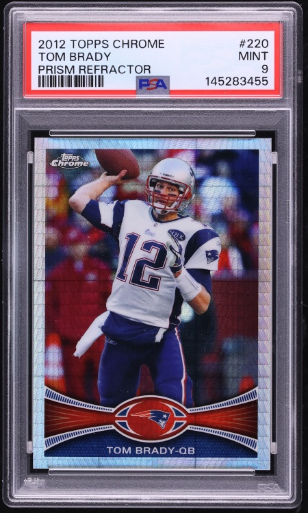 2012 Topps Chrome Prism Refractor Tom Brady /216 #220 PSA 9 MINT