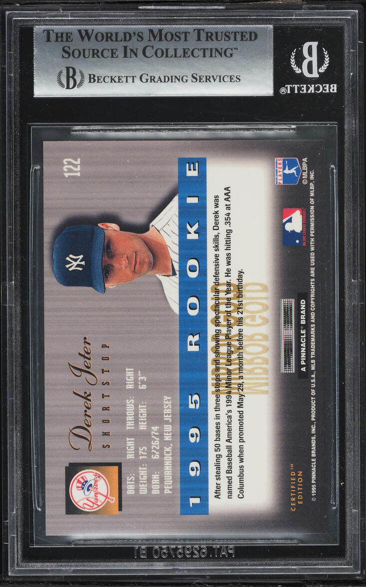 1995 Select Certified Mirror Gold Derek Jeter ROOKIE #122 BGS 8.5 NM-MT+