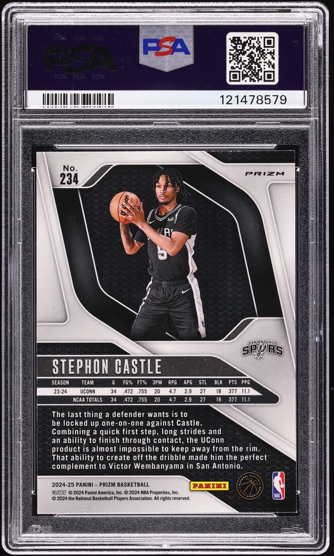 2024 Panini Prizm Red Ice Stephon Castle ROOKIE #234 PSA 7 NRMT