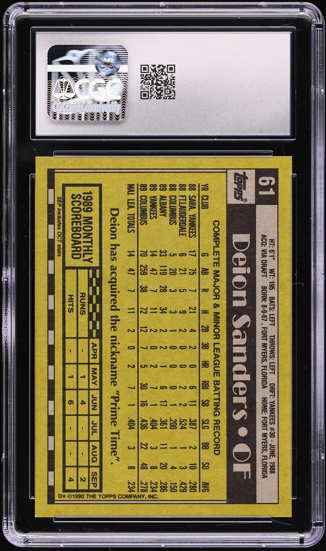 1990 Topps Deion Sanders #61 CGC 8 NM-MT