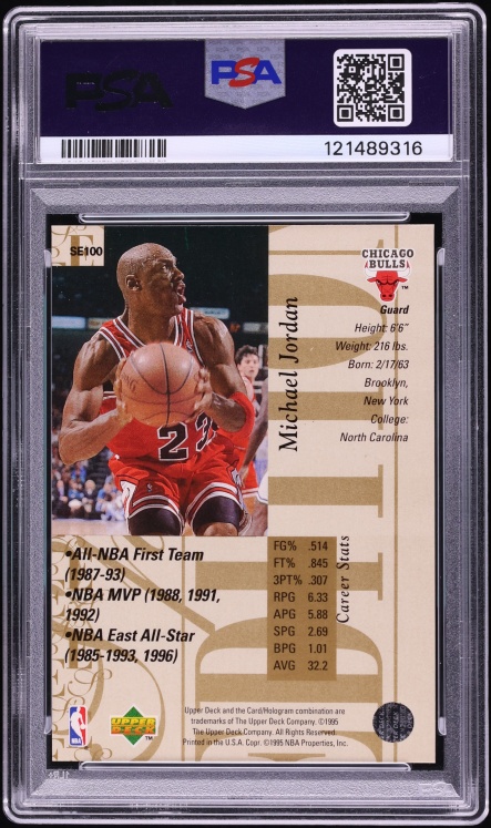1995 Upper Deck SE Gold Michael Jordan #SE100 PSA 9 MINT - Photo 2