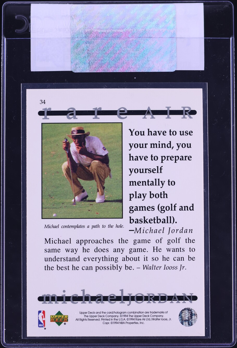 1994 Upper Deck Rare Air Michael Jordan #34 CGC AUTH