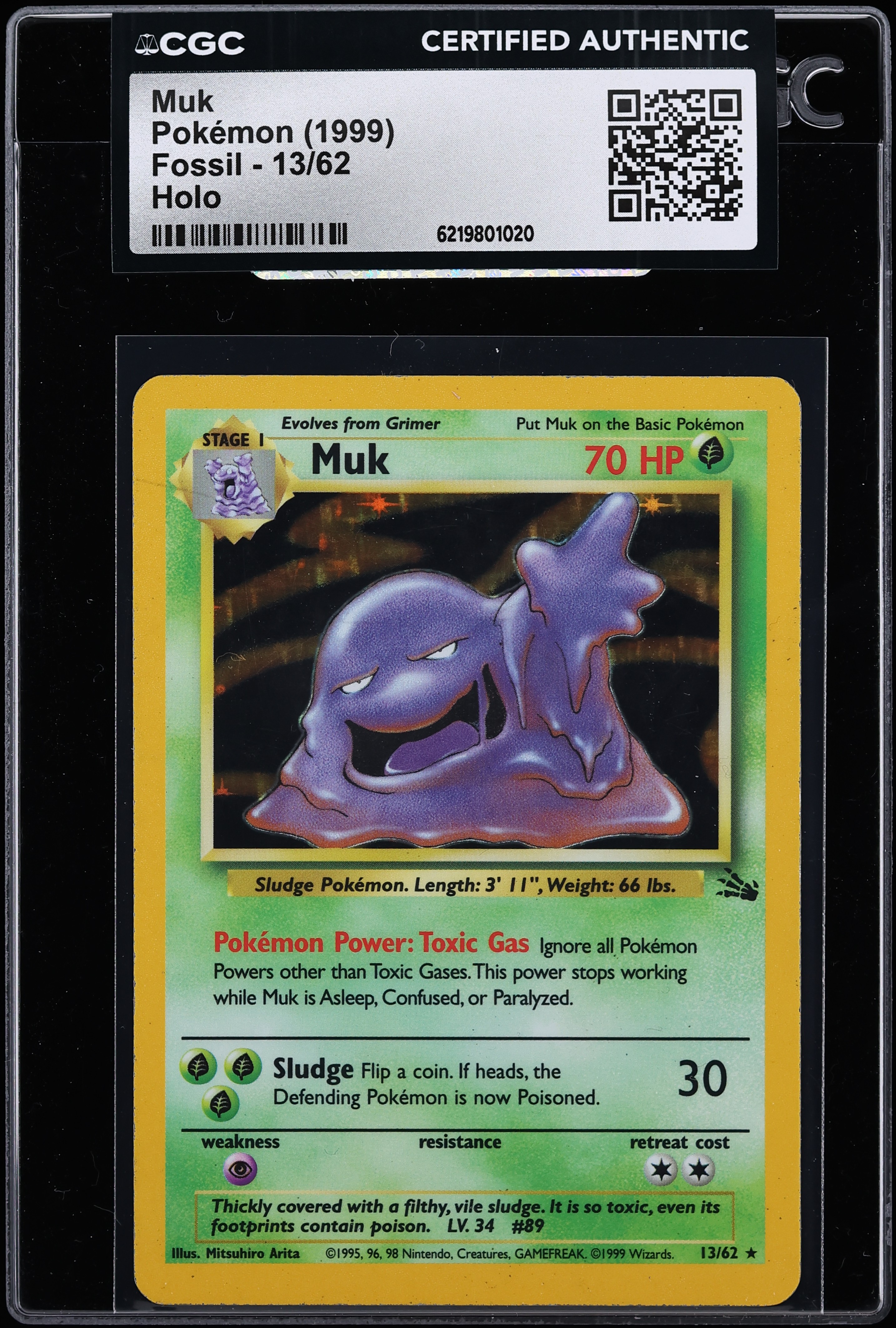 1999 Pokemon Fossil Holo Muk #13 CGC AUTH
