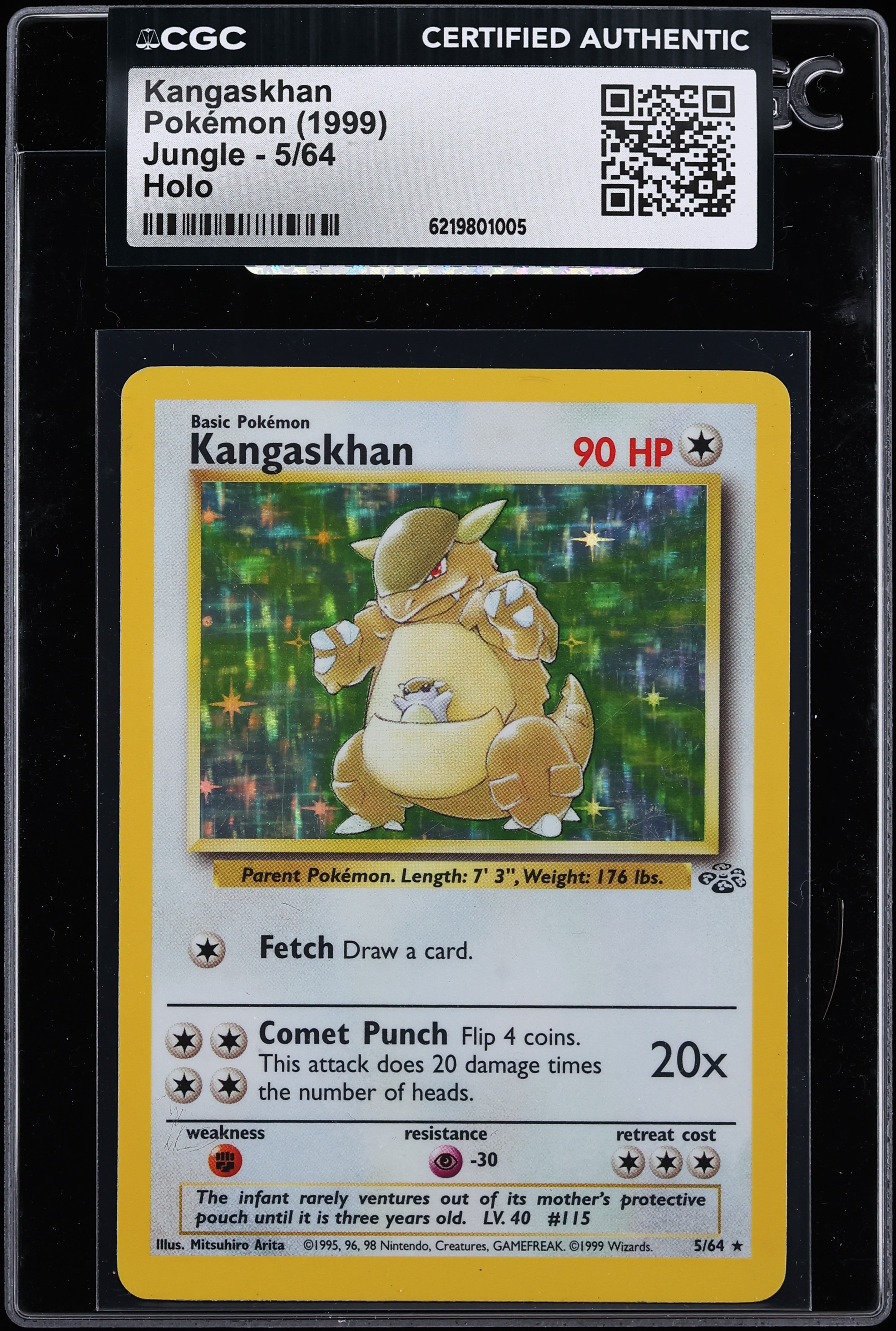 1999 Pokemon Jungle Holo Kangaskhan #5 CGC AUTH