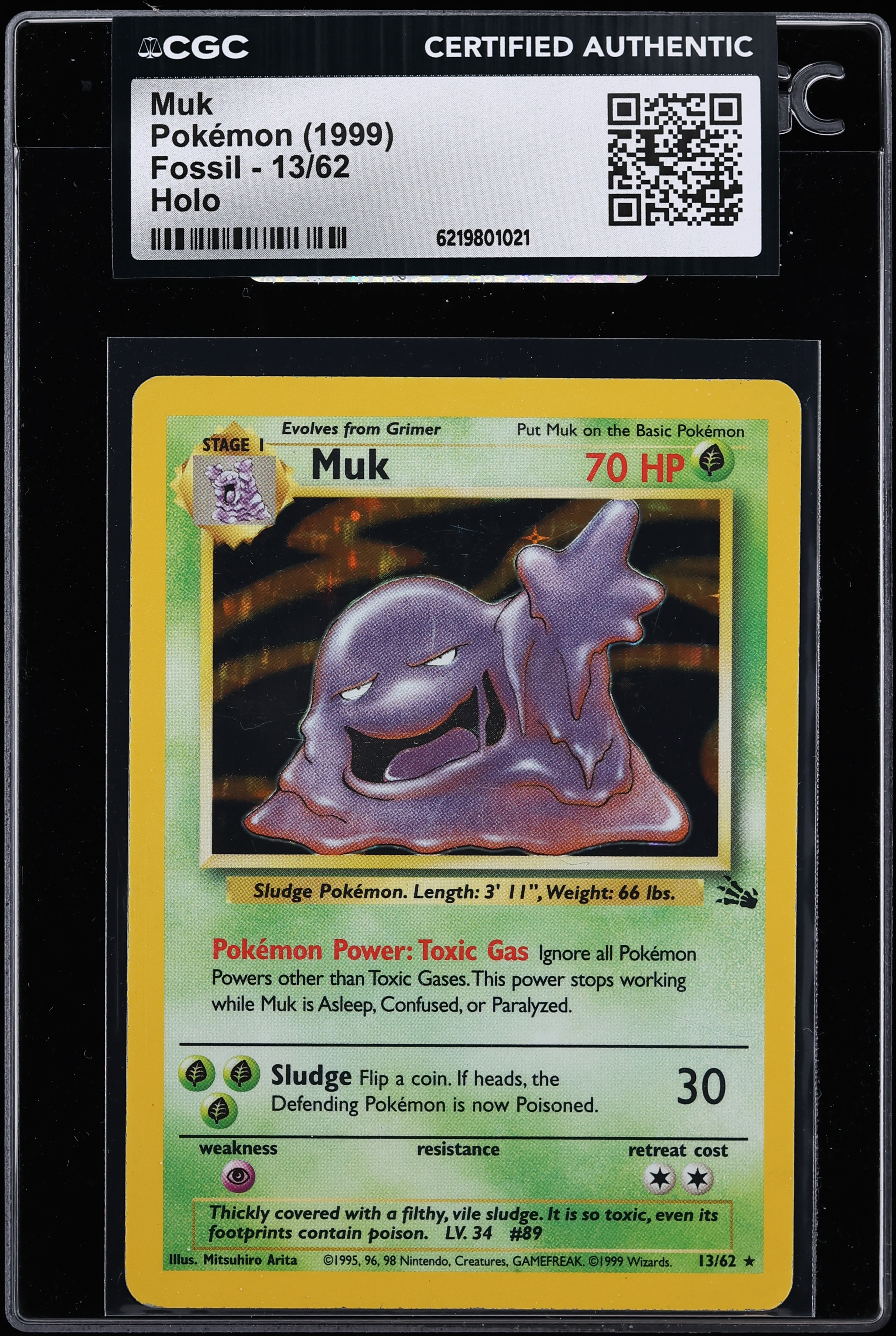 1999 Pokemon Fossil Holo Muk #13 CGC AUTH