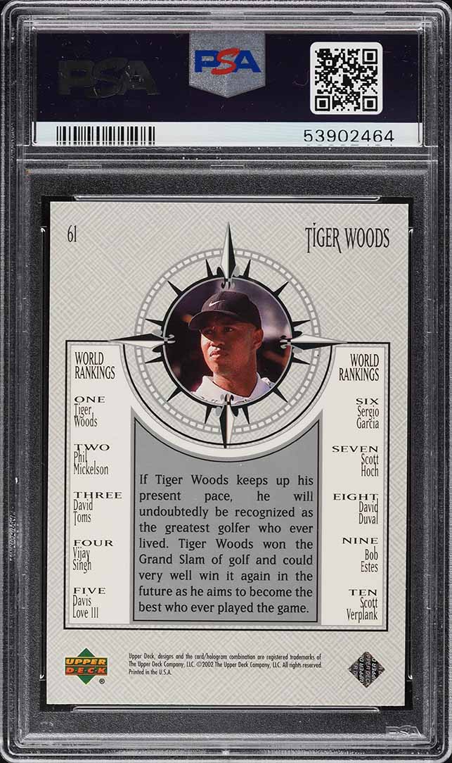 2002 Upper Deck Silver Golf Tiger Woods #61 PSA 8 NM-MT