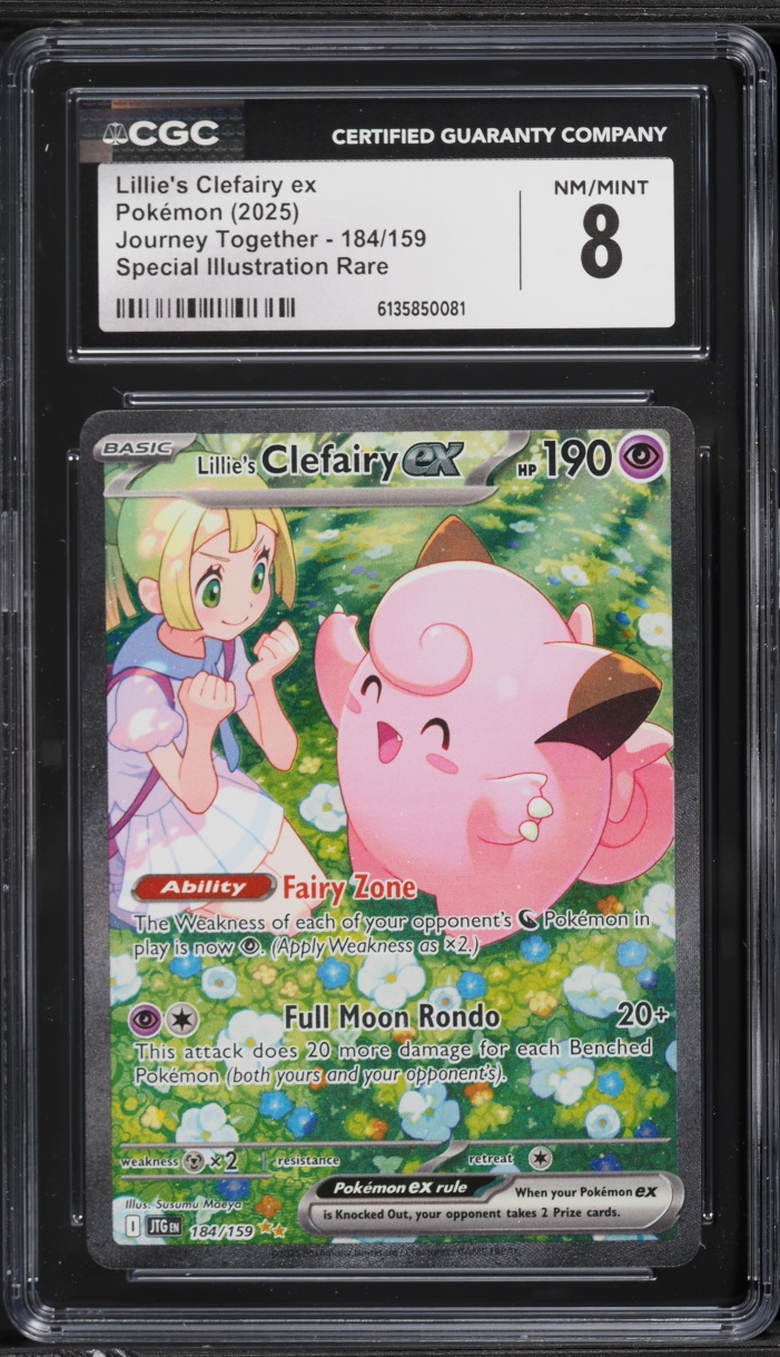2025 Pokemon Scarlet & Violet Journey Together SIR Lillie's Clefairy EX #184 CGC 8 NM-MT