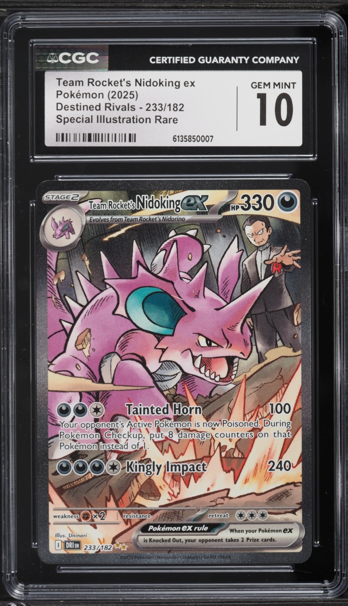 2025 Pokemon SV Destined Rivals SIR Team Rocket's Nidoking EX #233 CGC 10 GEM MINT