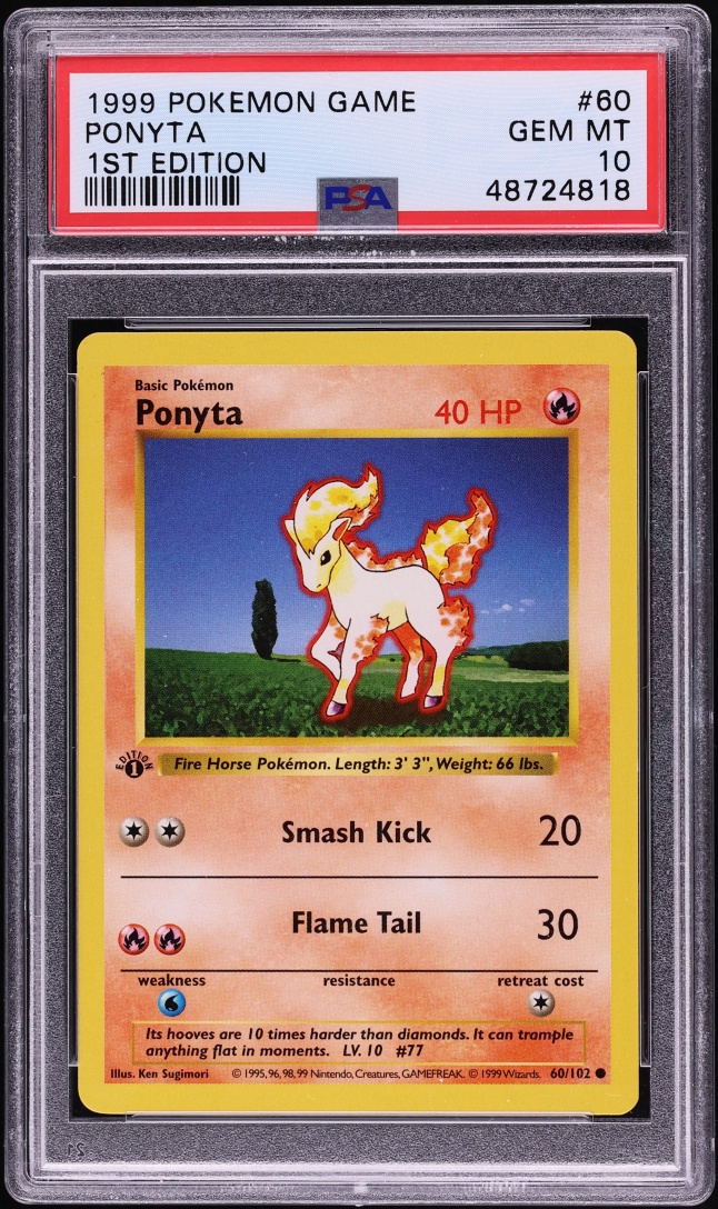 1999 Pokemon Base Set Shadowless 1st Edition Ponyta #60 PSA 10 GEM MINT